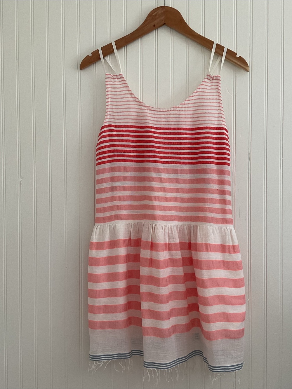Lemlem Fringe Striped Cotton Mini Dress